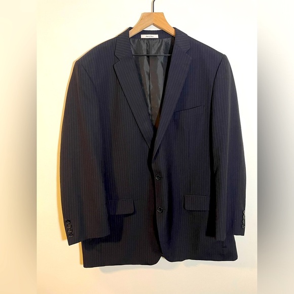Ezra K Signature Gold Super 120’s Wool Suit Blue Jacket 46L Pants 40L Italy EUC - Picture 1 of 16